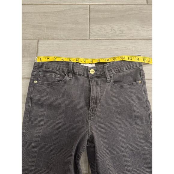 FRAME Le Crop Mini Boot Gray Plaid Flare Jeans Size 29 - Picture 7 of 10